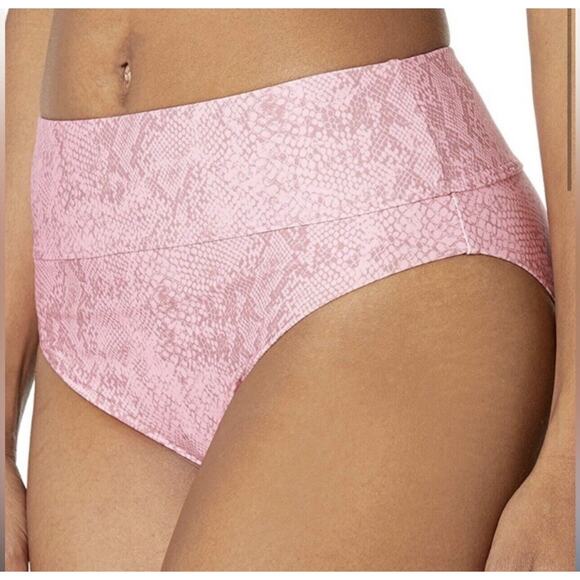 Splendid Bikini Bottom ONLY S High Waist Charmer Pink Snake Print Swim Beach NEW - Picture 8 of 8